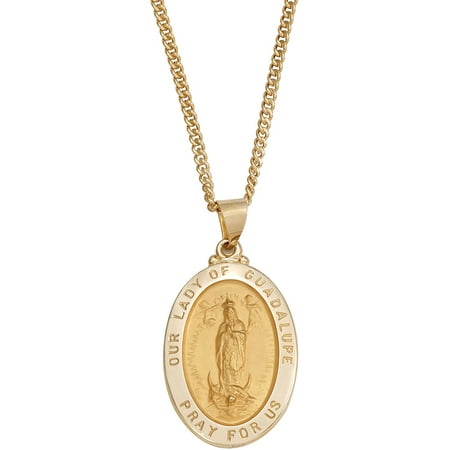 10kt Gold Oval Guadalupe Medal Necklace, 22