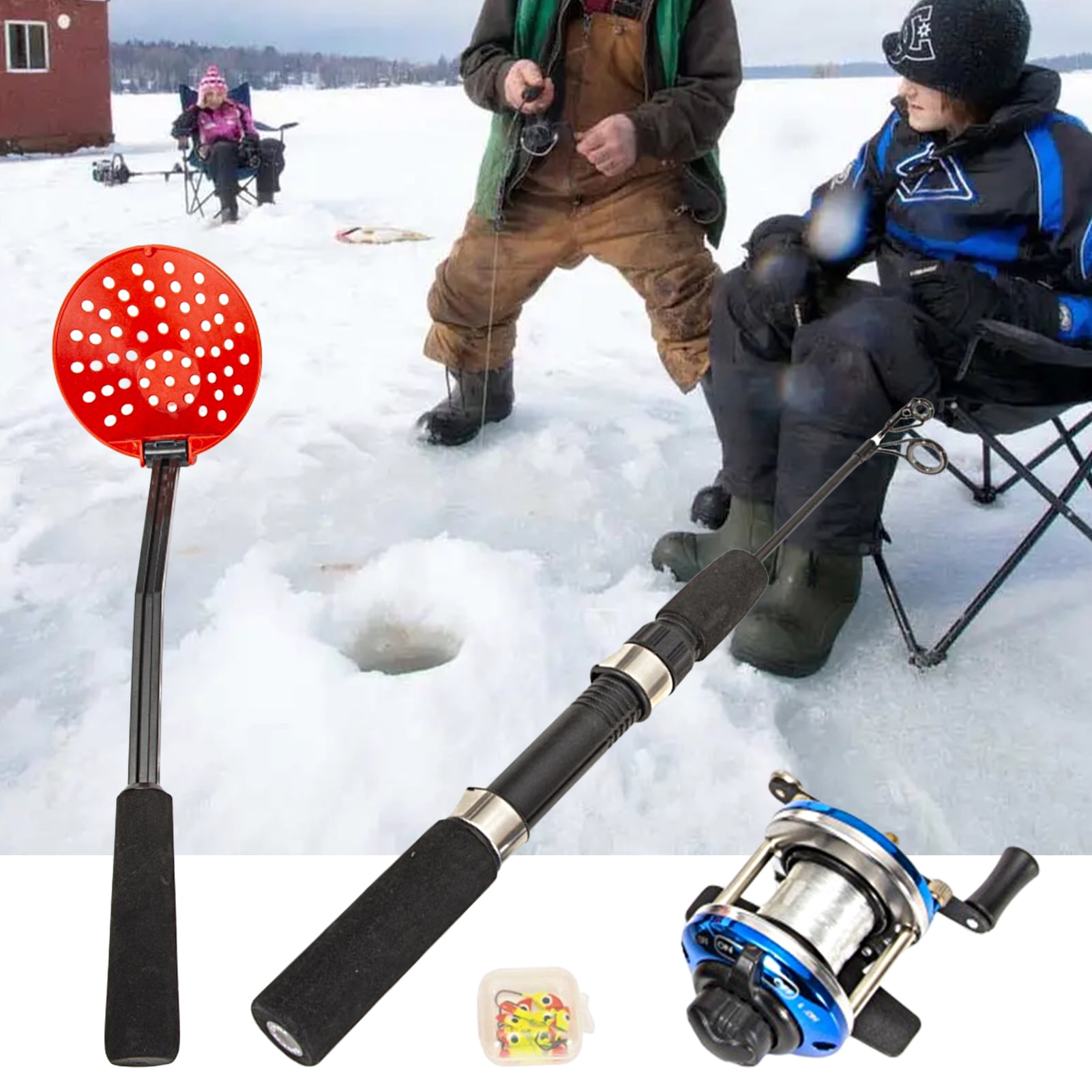 Ice Fishing Rod Reel Combo Complete Kits with Box Portable Long Lasting Ice Fishing Equipment