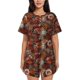 thumbnail image 1 of Balery Coffee Stamp Conjunto de Pijama para Mujer con Estampado, Dos Piezas de Manga Corta y Shorts, Ropa de Dormir Suave con Cuello Redondo y Bolsillos-XX-Large, 1 of 6
