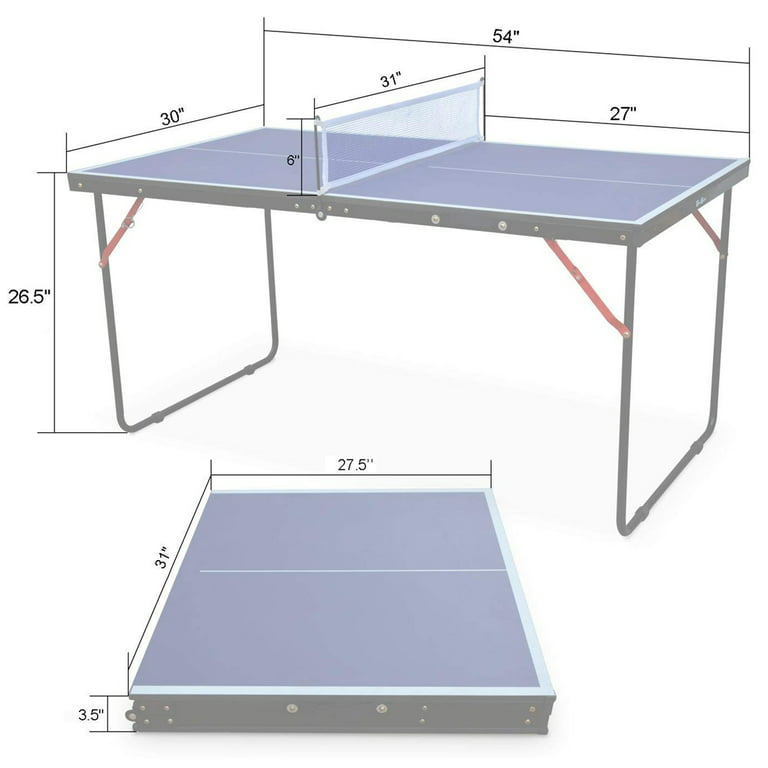  KL KLB Sport 6ft Mid-Size Table Tennis Table Foldable &  Portable Ping Pong Table Set for Indoor & Outdoor Games with Net, 2 Table  Tennis Paddles and 3 Balls 