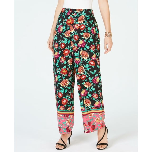 Thalia Sodi Women's Wide-Leg Pants Printed Rose Floral Size Extra Large