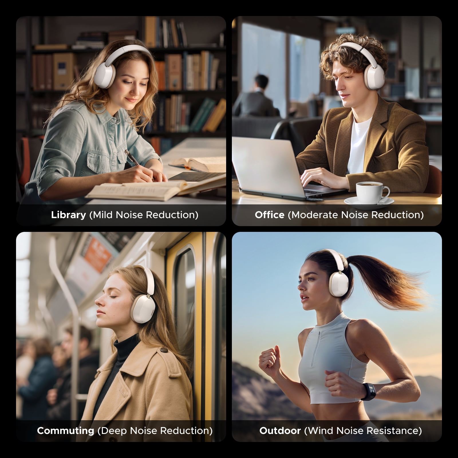 UGREEN Max5 C Noise Cancelling Over-Ear Headphones, Bluetooth 5.4, 75 Hours Playtime, White