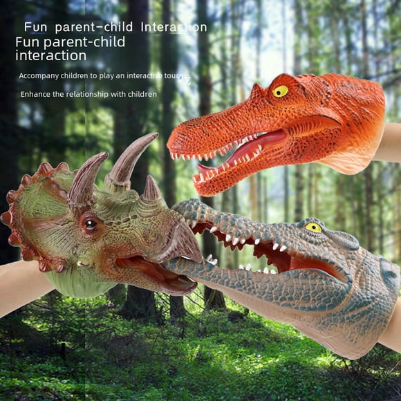 Guantes de mano de dinosaurio, modelo de simulación de tiburón, tiranosaurio rex, triceratops, pegamento suave, brazo de tiburón, juguete