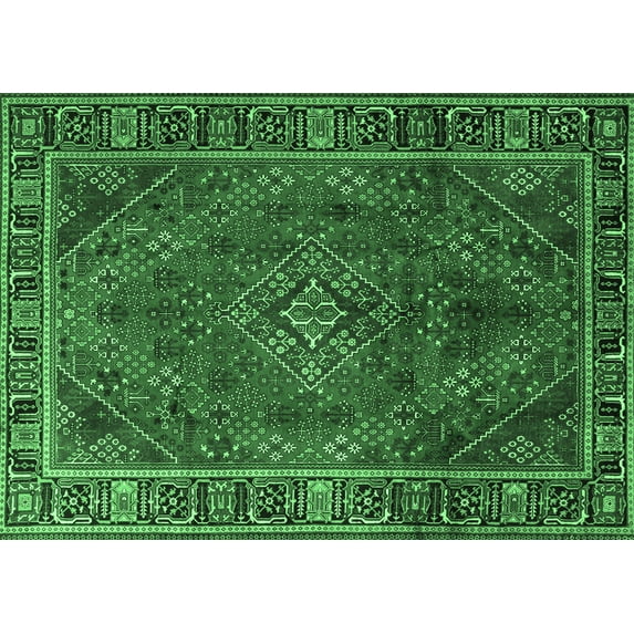 Ahgly Company Indoor Rectangle Persian Emerald Green Traditional Area Rugs, 5' x 7'