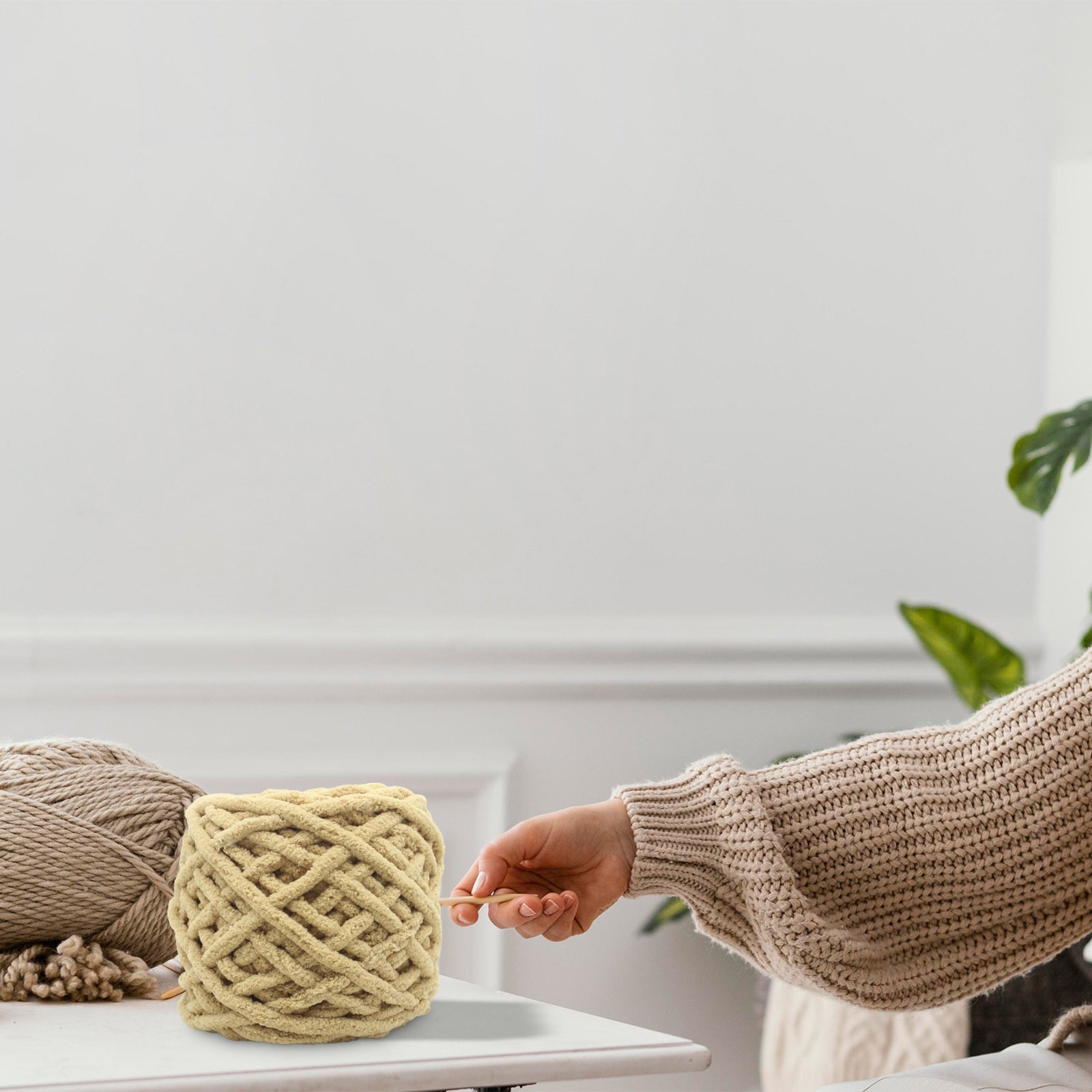 Chunky Yarn,Yarn For Blanket Crocheting,Blanket Yarn For Crochet,Hand-Woven Thick Ice Bar Yarn Handcrafted DIY Crochet Sweater Doll Yarn Segment Dyed Scarf(Khaki 11ft*0.2in)from ANMUYUM