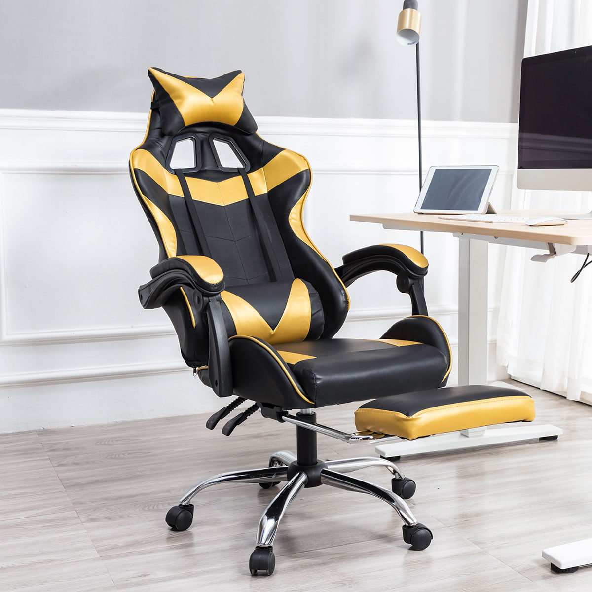 Details about   Gaming Chair Racing Seat Swivel Footrest Ergonomic Recliner Office Computer Desk 