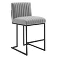 thumbnail image 2 of Modway Indulge 26.5" Channel Tufted Fabric Counter Stool in Light Gray/Black, 2 of 8