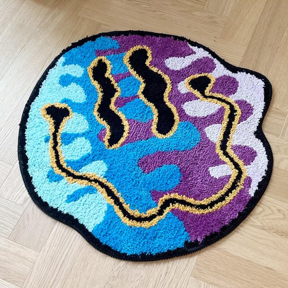 shiyou-Tufted Magic Trippy Smiling Face Rug Handmade Carpet Custom Rug for Home Decoration or Gift (23.6X23.6 inch)