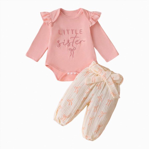 Linfrsh Toddler Girls Outfits Girls' Baby Long Sleeved Dress Long Pants Cute Print Hairband Set