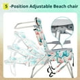 thumbnail image 5 of Tcbosik Folding Beach Chair with Headrest, Outdoor Chair with 5-Position Adjustable Back, Lightweight Backpack Chair with Side Storage, Towel Bar and Cooler Pouch, Flamingo, 5 of 9