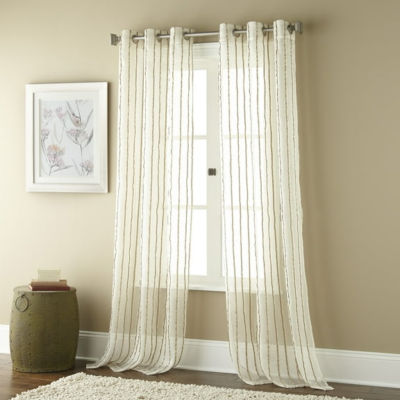 Lanco Cari Sheer Window Curtain Panel with Grommet Top, Gold, 37 x 84" (Set of 2)