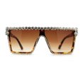 thumbnail image 2 of Full Crowned Rhinestone Flat Top Horned Diva Sunglasses Tortoise Brown, 2 of 4