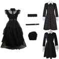thumbnail image 2 of Wednesday Addams Dress For Girls Halloween Carnival Party Cosplay Costume, 2 of 4