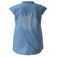 thumbnail image 4 of PENGXIANG Robe en Jean à Manches Courtes d'Été pour Femmes, Col à Revers, Boutons, 4 of 6