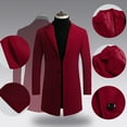 thumbnail image 4 of Coats for Men Solid Button Pocket Thicken Long Sleeve Woolen Windbreaker, 4 of 9