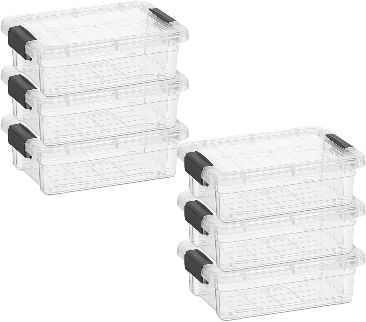 MHSIOAP-Mini Storage Container Plastic Crayon Box Art Supplies and Sewing Case Stackable Clear Small Organizer for Beads, Stationery, Chalk, and Food, 0.7 Quart, 6 Pack