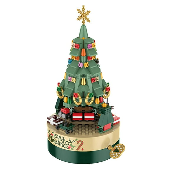 Music Box Christamas Tree Building Blocks Kits, DIY Construction Building Block MusicIcal Boxes Educational DIY Toy Gifts