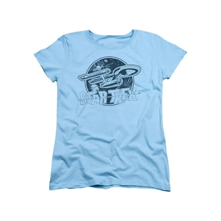 Blue Star Series - Star Trek Next Generation TV Series Retro Enterprise Women's Blue T-Shirt Tee