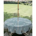 thumbnail image 2 of Outdoor Tablecloth with Umbrella Hole Zipper Blue Butterfly Botanical Round Tablecloth 60" Waterproof Outside Table Cloth Summer Plants Line Art Patio Table Cover Tablecloths for Picnic Party, 2 of 8