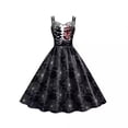thumbnail image 3 of 2024 Halloween Cosplay vestido de calavera rosa negra oscura disfraz de mujer sin mangas vestidos de fiesta vintage calavera bruja ropa aterradora, 3 of 5