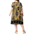 thumbnail image 3 of Agnes Orinda Women's Plus Size Bohe Dress V Neck Short Sleeve Floral Print Beach Vacation Summer Casual Midi Dresses with Pocket 3X Black, 3 of 6