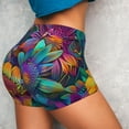 thumbnail image 4 of Rateoe Psychedelic Sunflowers Printed Power Workout Shorts for Women Tummy Control Squat Proof Ribbed Thick Seamless Scrunch Active Short-Large, 4 of 8
