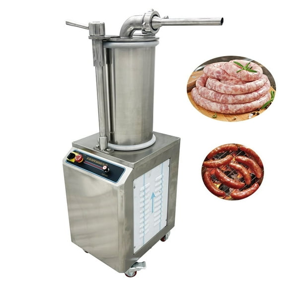 INTSUPERMAI Automatic Hydraulic Sausage Stuffer 26L Meat Processing Equipment Stainless Steel