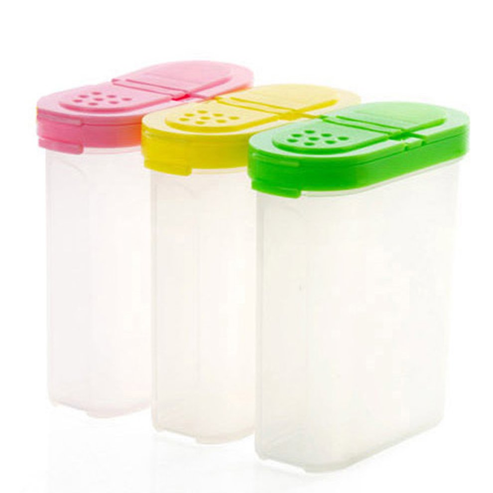 Double Lids Spice Jars Plastic Condiment Container Box For Seasoning