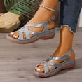 thumbnail image 6 of Women's Wide Width Crossover Strap Wedge Sandals, Comfortable Open Toe Adjustable Ankle Strap Roman Shoes for Spring & Summer, Multi-Color, 6 of 10