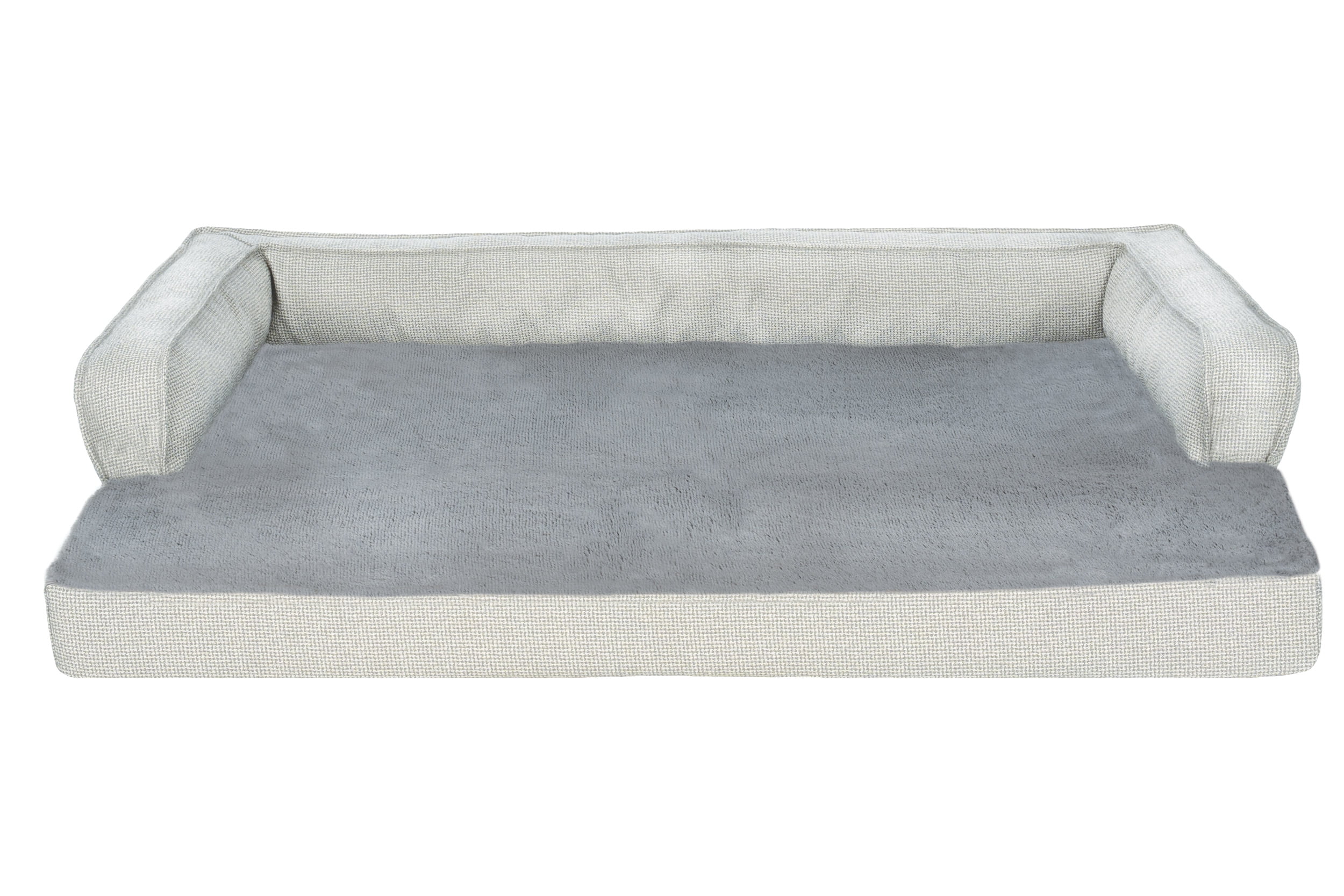 FurHaven Pet Products Plush & Decor Check Comfy Couch Orthopedic Pet Bed for Dogs & Cats - Gray, Jumbo