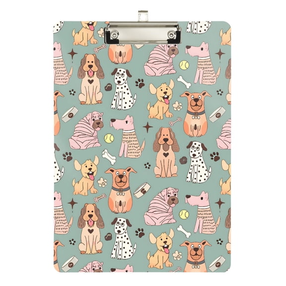 ALAZA Plastic Clipboard A4 Letter Size Decorative Clipboards for Students Women Men 9" x 12.5" Cute Bulldogs Baseballs