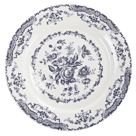 GNFGRGF Plates,Dinner Plates Set of 2, White Plates, Ceramic Kitchen Plates Microwave Safe Plates, 10.5 Inch Blue Plates Floral Plates Porcelain Dinner Plates