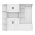 thumbnail image 6 of 74.8 Inch Multifunctional Hall Cabinet with 4 Hooks, Left-Right Combination Storage Cabinet for Living Room, Kitchen, Hallway, White, 6 of 8