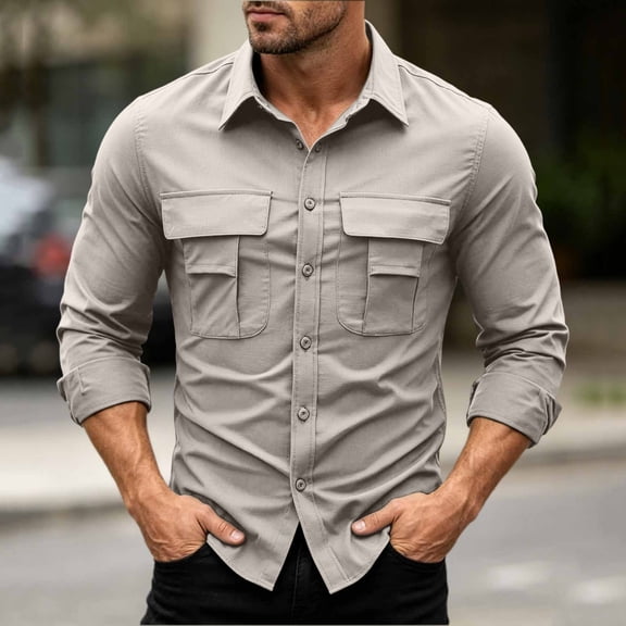 Men's Tactical Shirt, Long Sleeve Quick-Dry Work Shirt With Ventilation & Multi-Pockets, Outdoor Casual Tactical Clothing White XL