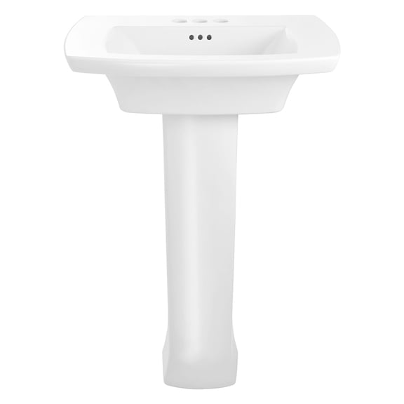 American Standard Edgemere Pedestal Combo Bathroom Sink in White with 4 In. Centerset Faucet Holes