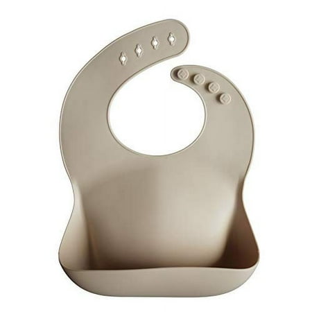 UPC: 7426999778349 | mushie Silicone Baby Bib | Adjustable Fit Waterproof Bibs (Shifting Sand)