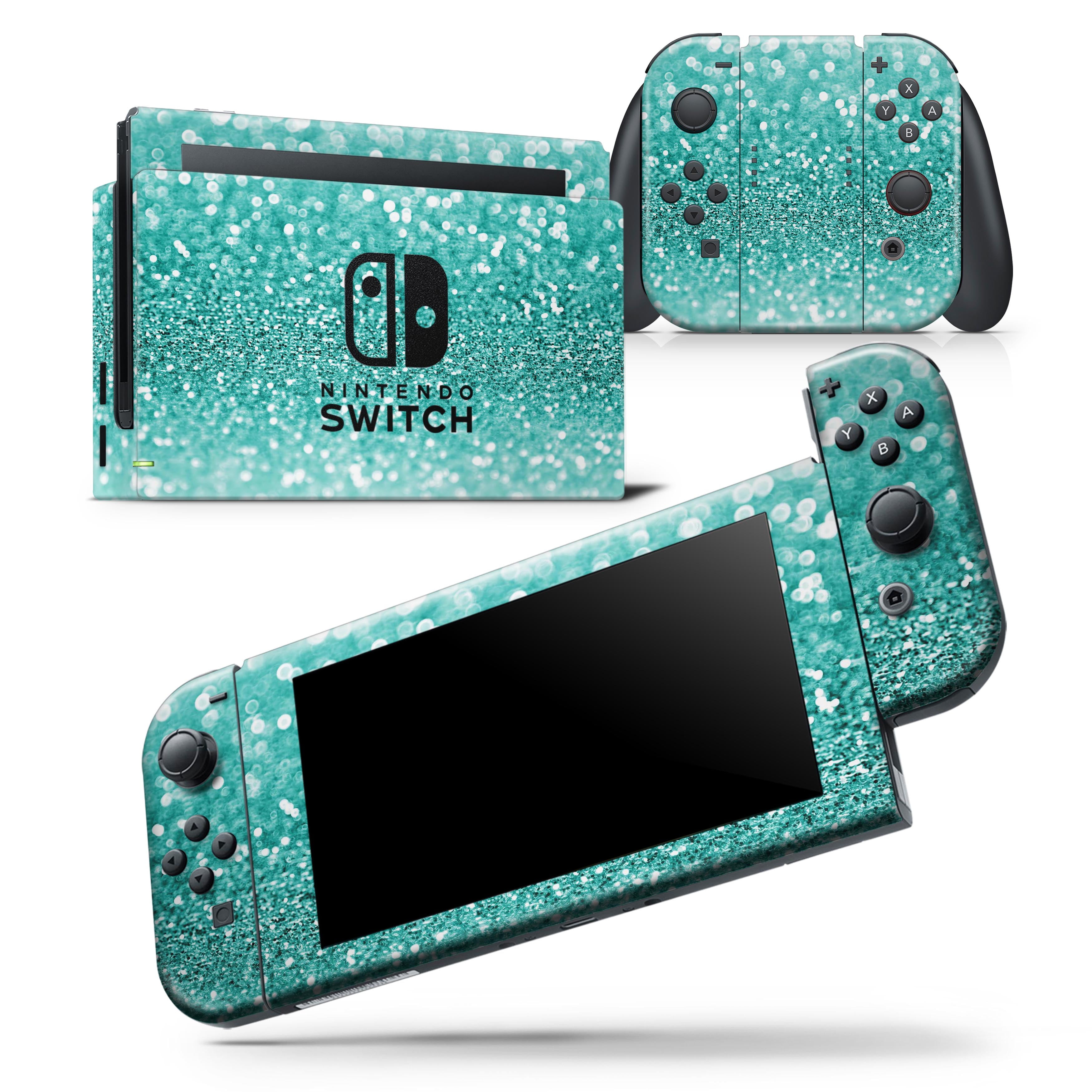 Turquoise Unfocused Glimmer - Skin Wrap Decal Compatible with the Nintendo Switch 2DS XL (2017)