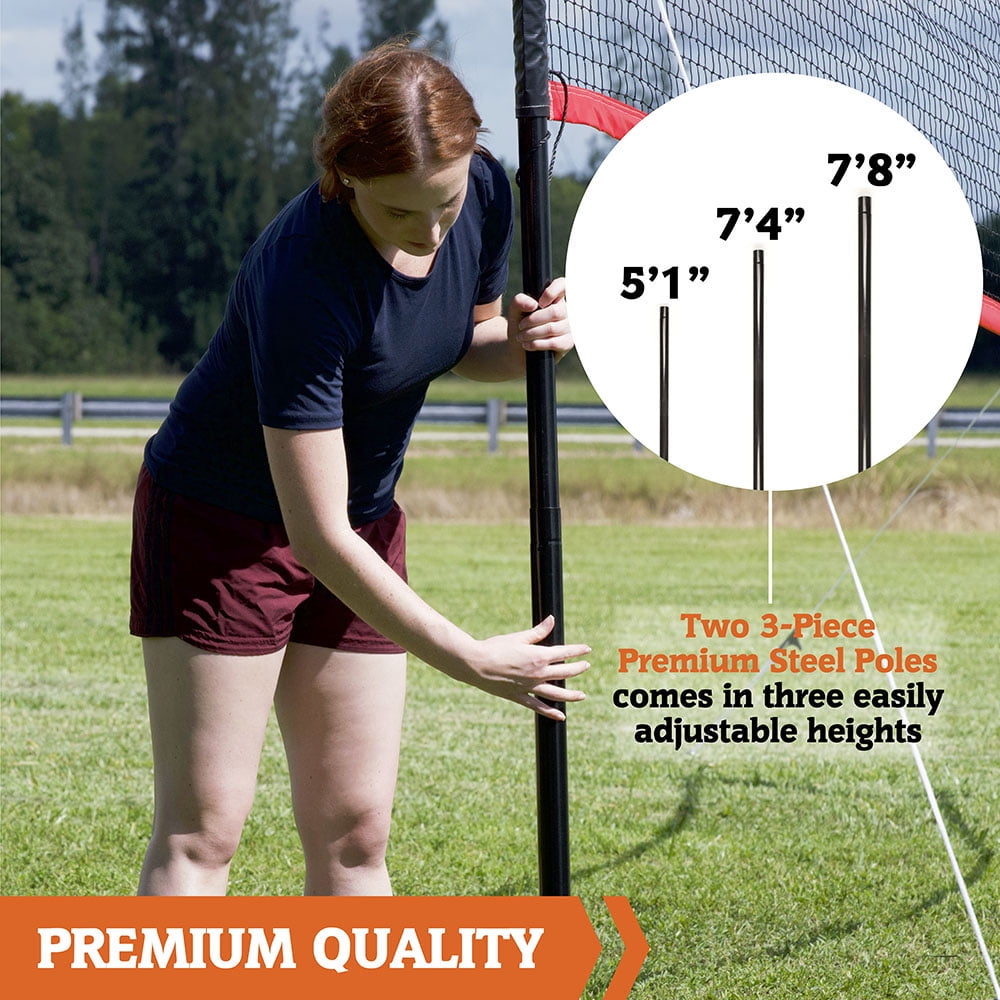 32 ft Outdoor Volleyball and Badminton Net with Carrying Bag Accessories Set by Hall of Games