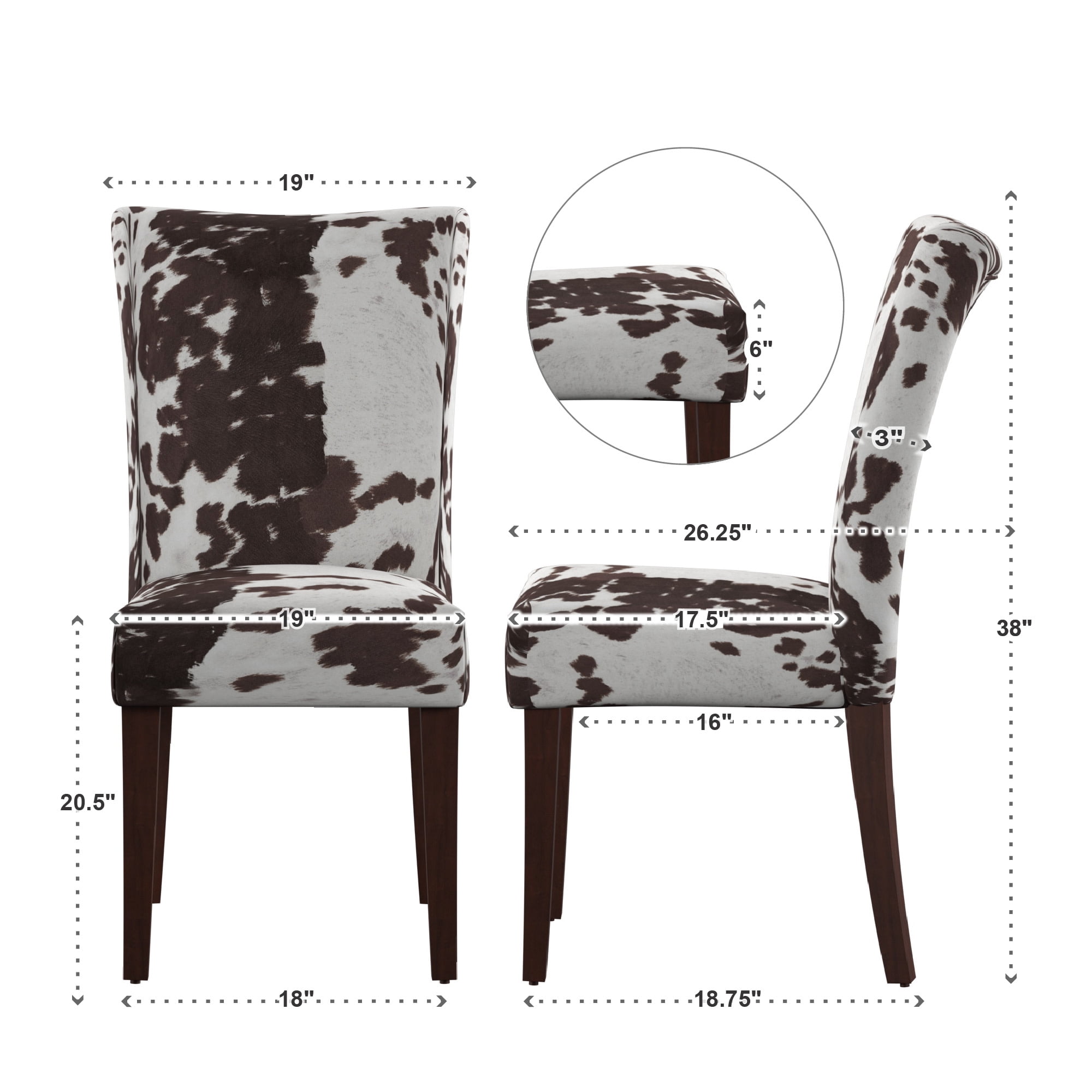 Weston Home Ayana Cowhide Parsons Dining Chairs, Set of 2, Brown Cowhide