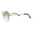 thumbnail image 6 of Womens Crucifix Cross Bling Rimless Rectangular Metal Frame Sunglasses Gold - Green, 6 of 8