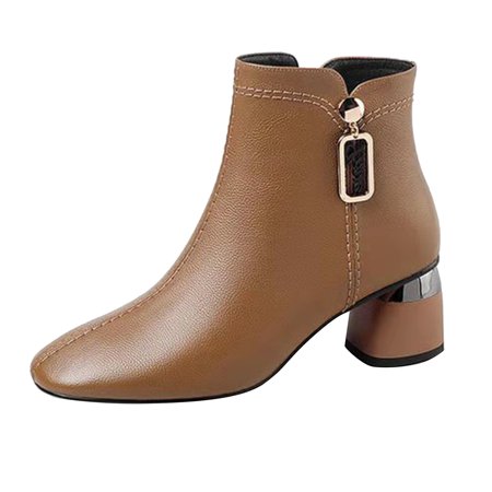 

Youmylove Women Ankle Boots Female Retro Fashion Chunky High Heels Thermal Breathable Short Boots Zipper Female Boots For Walking
