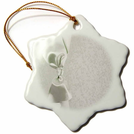 Snowflake Pals - 3dRose Pale Green bow on Flowers - Snowflake Ornament, 3-inch