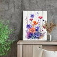thumbnail image 3 of Flowers Canvas Prints Wall Art Decor Watercolor Modern Artwork Yellow Blue Red Wildflower Pictures Panels Wood Grain Framed Floral Paintings For Bathroom Living Room Bedroom Office Kitchen 12x16 Inch, 3 of 7