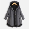 thumbnail image 1 of WEIYLL Womens Fleece Jackets Plus Size Button Pockets High Low Long Sleeve Hooded Grey Fall Clothing Size S, 1 of 8