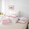 thumbnail image 6 of Erosebridal Pink Cute Floral 7-Piece Twin Bedding Sets,Kawaii Bowknot Print Bedding Comforter Set For Kids,Pink Reversible, 6 of 7