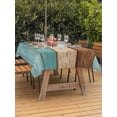 thumbnail image 3 of Outdoor Tablecloth with Umbrella Hole for Patio/Picnic/Party/Camping, Farmhouse Aqua Brown Waterproof Table Cloth Rectangle Table Cover Washable, Vintage Wooden Striped (60"x 120"), 3 of 8