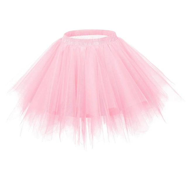 FRSASU Womens Soild Color Tutu Skirt Layered Tulle Skirt Pink
