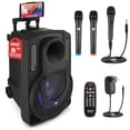 thumbnail image 1 of Sistema de altavoces PA portátil Pyle de 8 pulgadas y 280 W con 2 micrófonos inalámbricos, 1 of 7