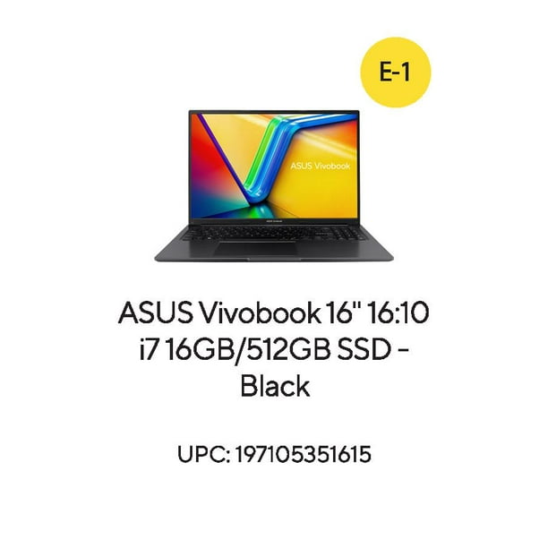 ASUS Vivobook 16” FHD PC Laptop, Intel Core i7-1255U, 16GB