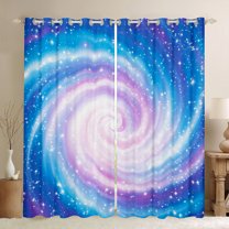 Manfei Cartoon Stars Cloud Blackout Curtains Set of 2 (52x84 Each) for Kid, Fairy Tale Galaxy Window Curtains, Kawaii Swirl Spiral Sky Curtains and Drapes, Window Curtains Bedroom Decor